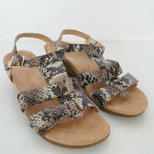 Vionic Wedge Sandals Glenda Womens US11 Multi Brown Beige Snake Comfort Casual